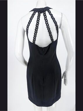 Cache black dress with Chain Link Back Detail size 4